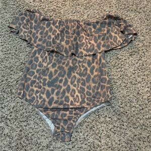 Leopard cheetah Print off the shoulder body suit